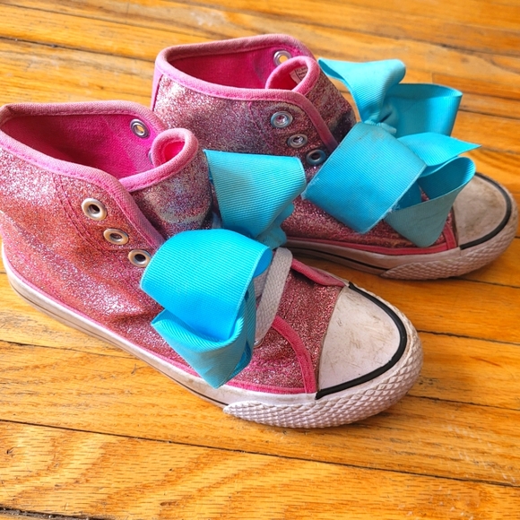 JOJO SIWA Pink Sparkle High Top Sneakers with Bow 13 - Picture 3 of 4